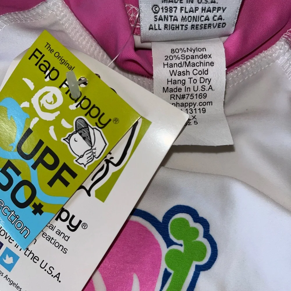 Flap Happy Kids UV 50 NWT Hibiscus Rash Guard Swim Top Size 5